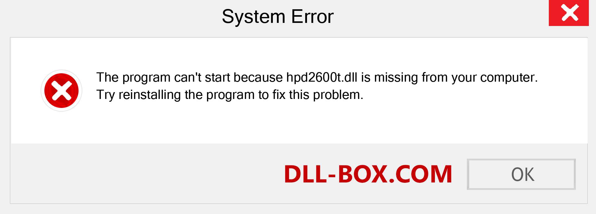  hpd2600t.dll file is missing?. Download for Windows 7, 8, 10 - Fix  hpd2600t dll Missing Error on Windows, photos, images